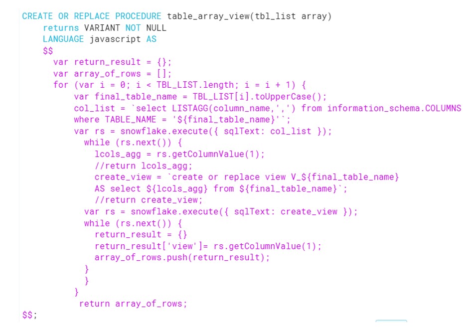 ARRAY in Java Script Procedure Cloudyard