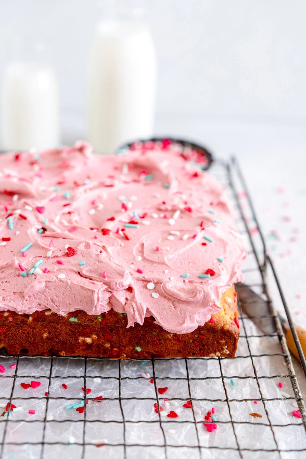 Funfetti Snack Cake with Raspberry Buttercream Cloudy Kitchen
