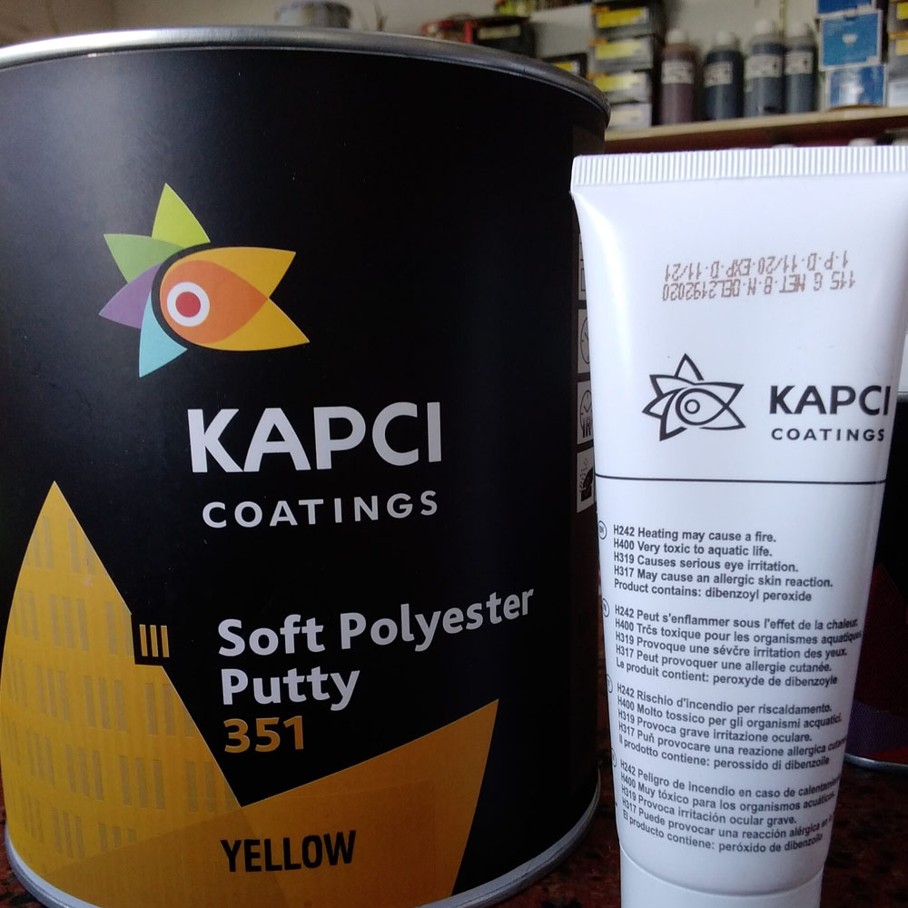 Kapci Soft Polyster Putty 351 Yellow Gln 3.5 Kg Colors Lake Paint TR LLC