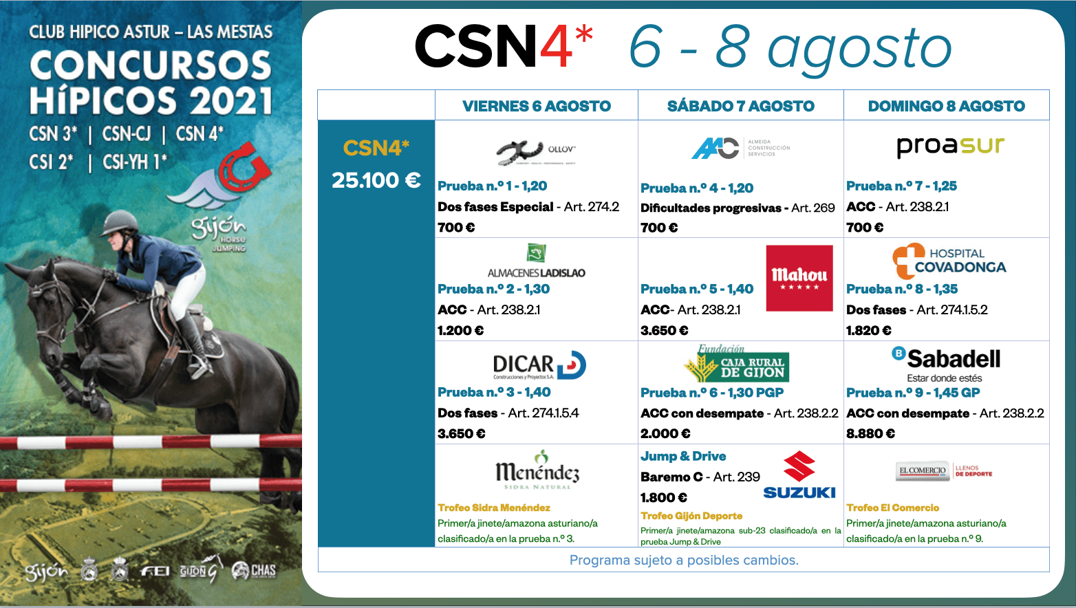 Treinta y ocho pruebas en ocho jornadas, Gijón Horse Jumping comienza