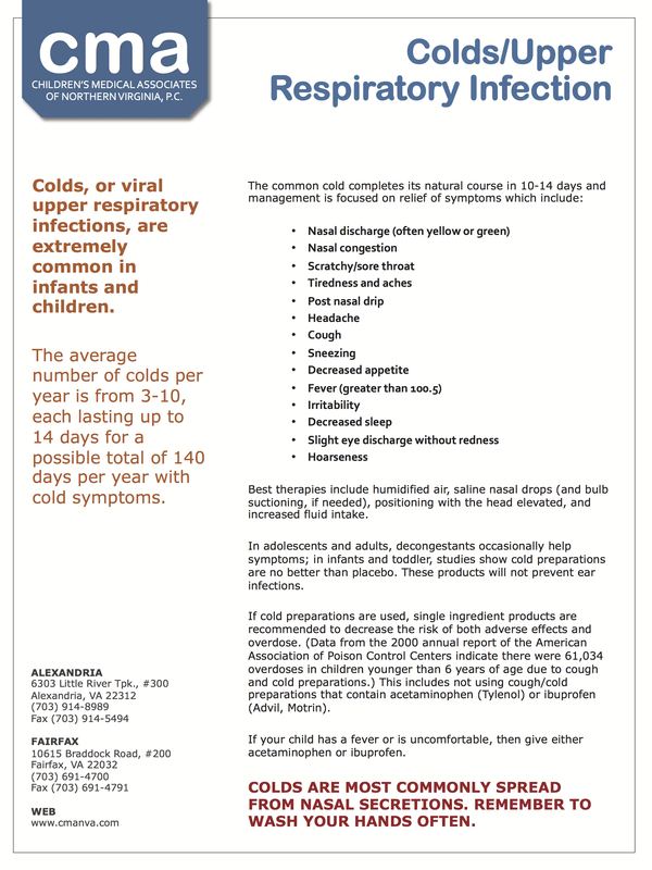 Colds/Upper Respiratory Infections Children's Medical Associates of