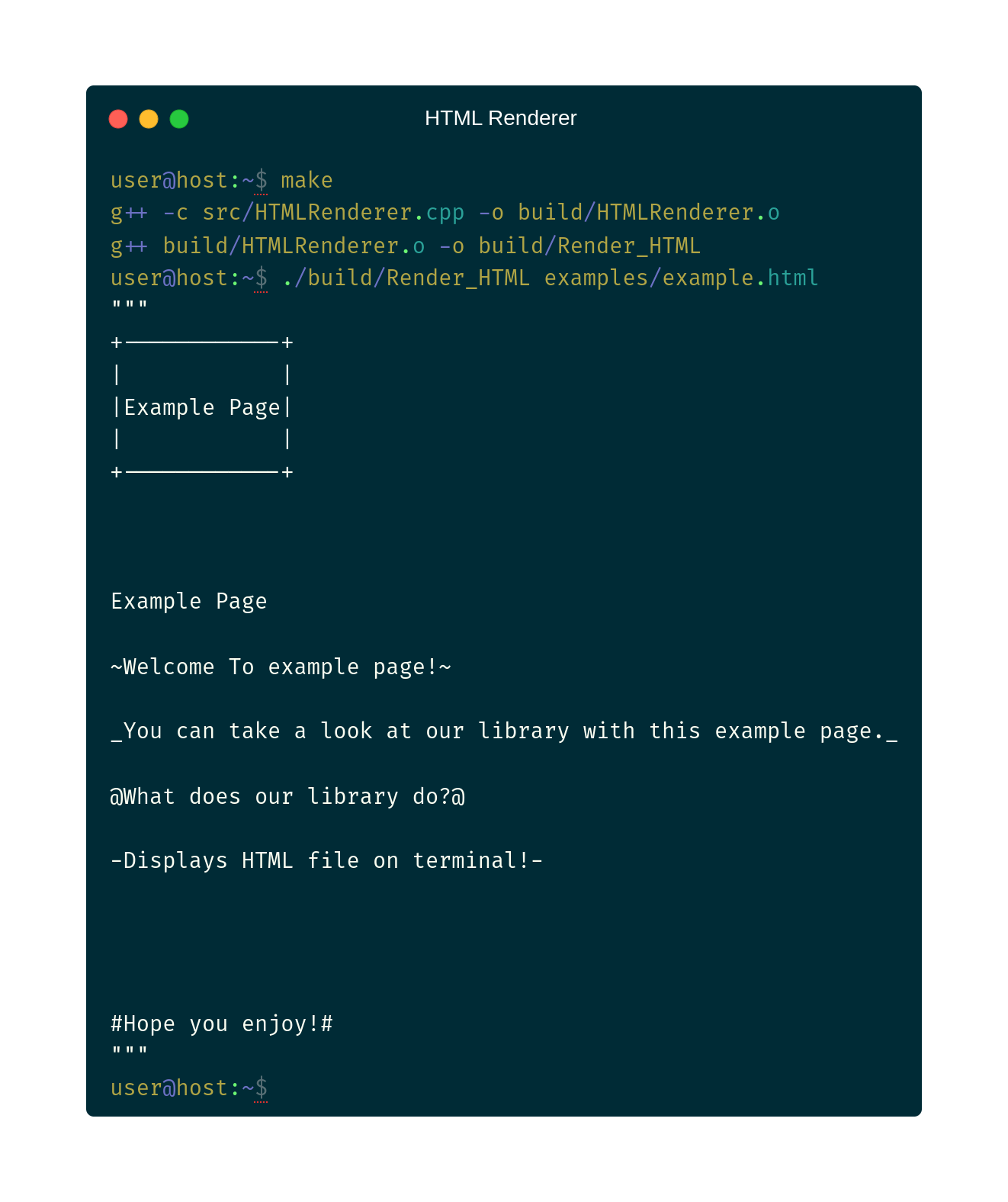 HTML Renderer On Terminal