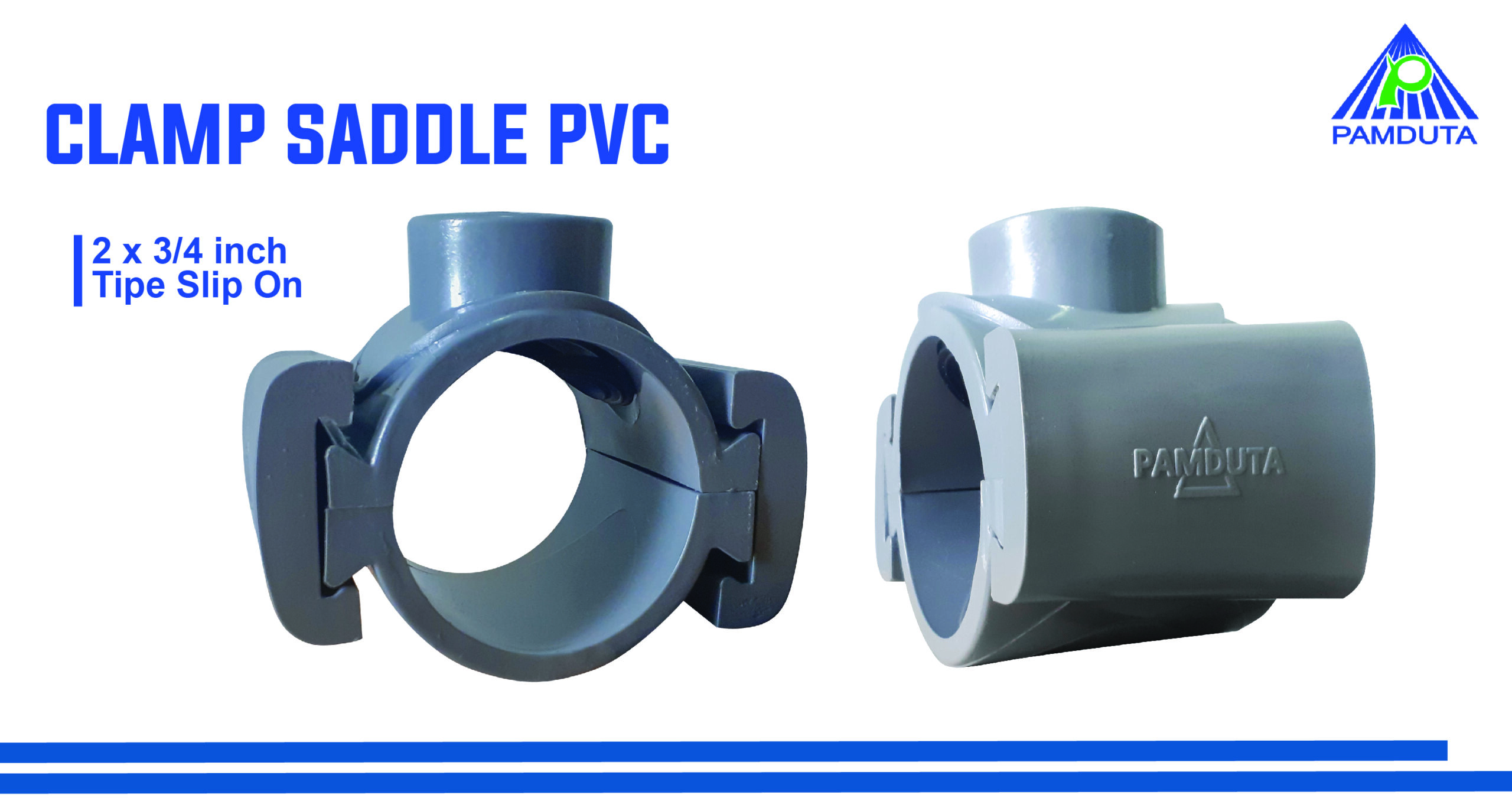 Clamp Saddle PVC Ukuran 2 x 3/4 inch Tipe Slip On CMC Solution