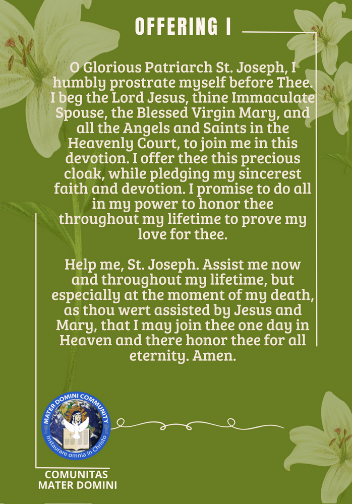 The Holy Cloak of Saint Joseph Novena CMD ORG