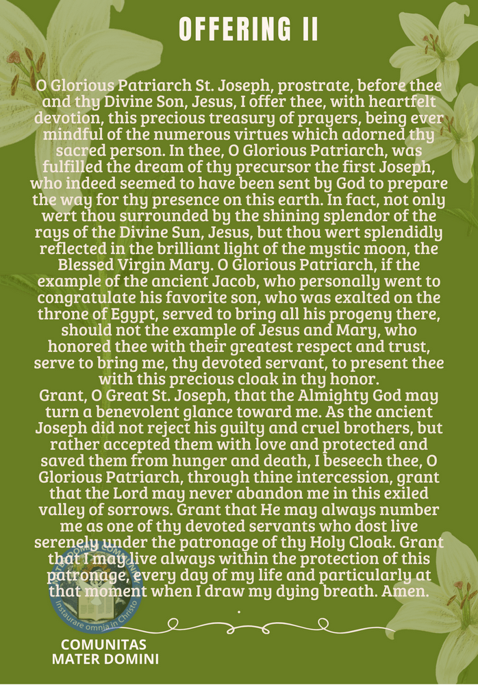 The Holy Cloak of Saint Joseph Novena CMD ORG