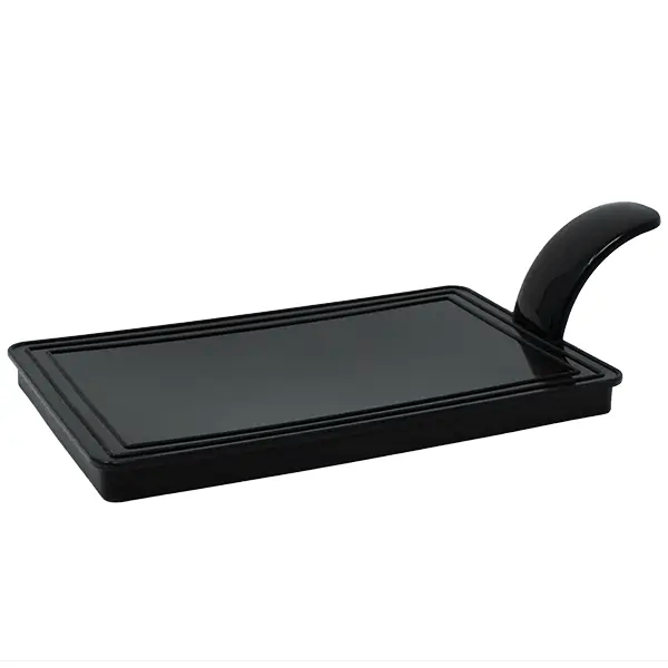 Rectangular 4" Black Plastic Plate with Lid (500 Units) CMJJ Gourmet Inc.