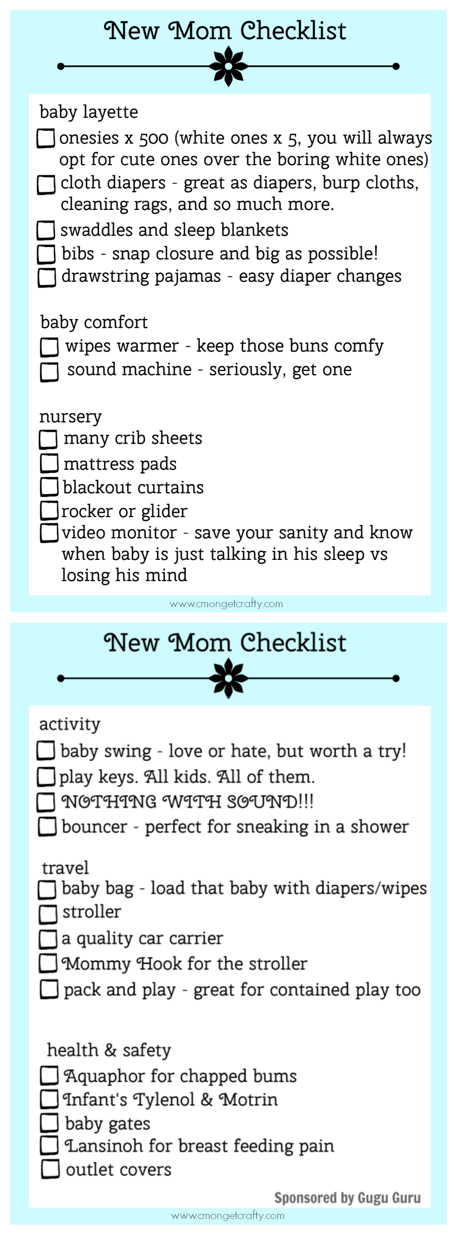 Free Printable Checklist for the New Mom in Your Life