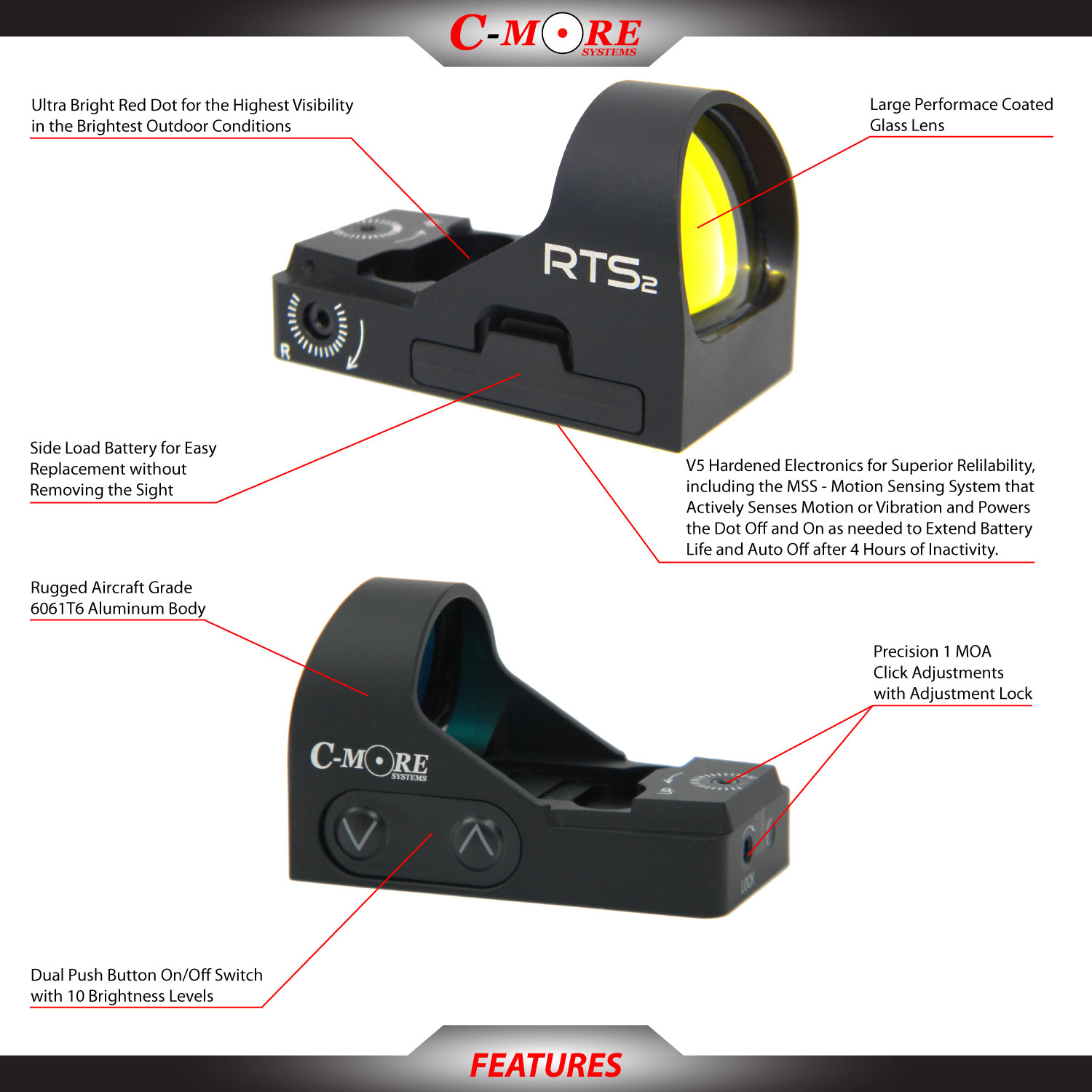 RTS2B V5 Micro Red Dot Sight CMore Systems