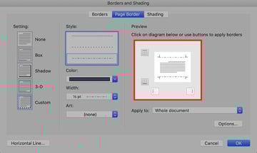 Borders for pages in word