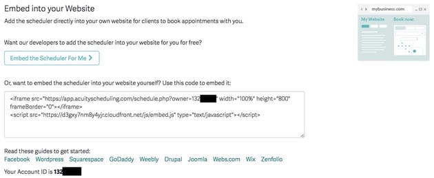 Acuity Scheduling Embedding and Developer Integration