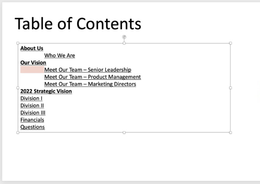 How To Make A Dynamic Table Of Contents In Powerpoint