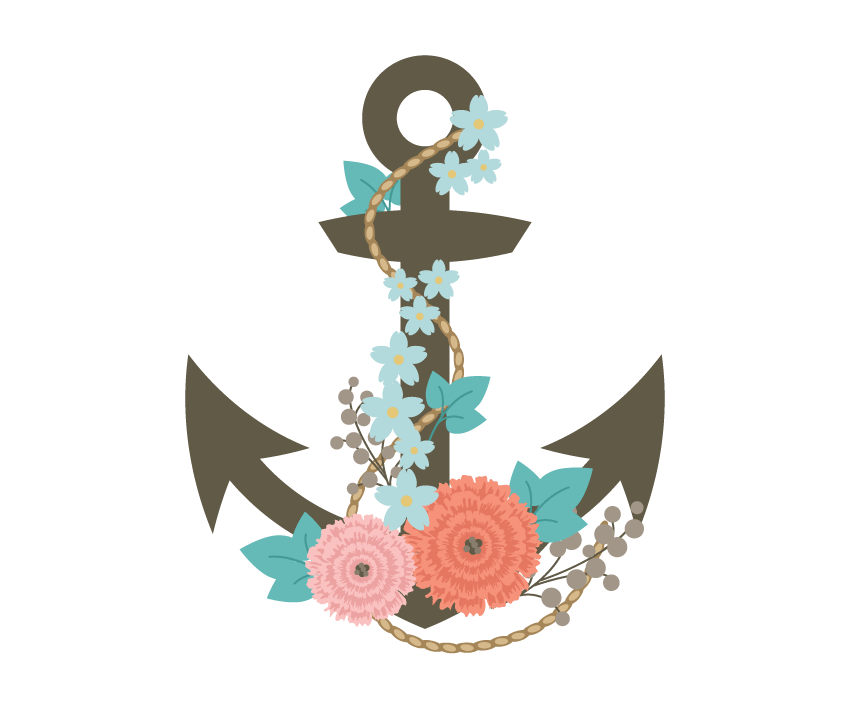 Anchor And Flower Drawings