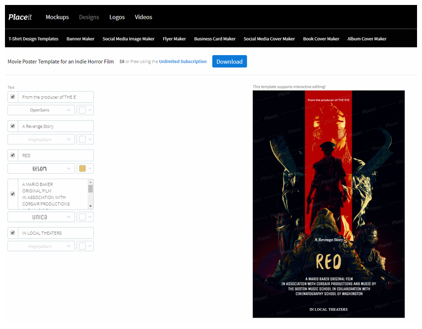 Movie Poster Size Penggambar