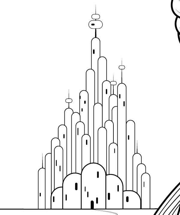 Create a Colouring Book Style Illustration of Dorothy Gale in Adobe Illustrator