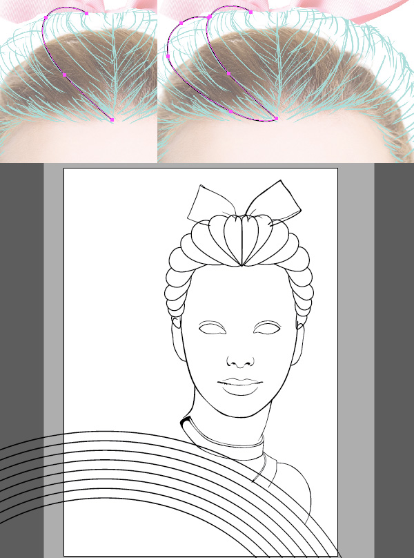 Create a Colouring Book Style Illustration of Dorothy Gale in Adobe Illustrator