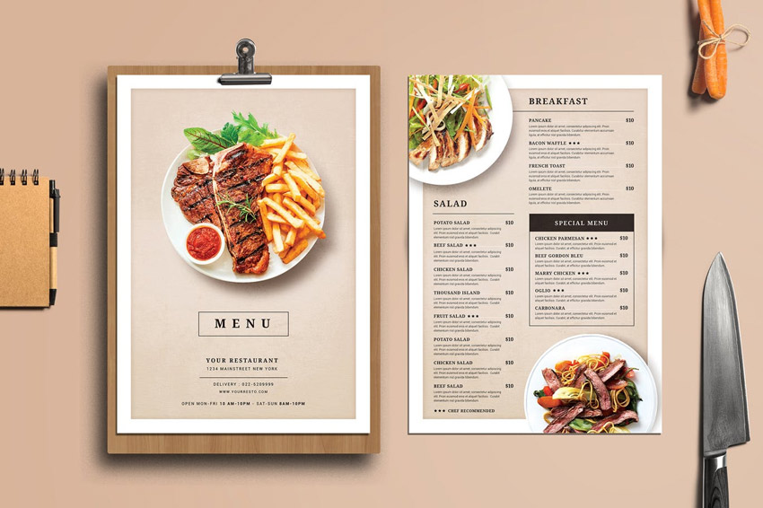 29 Delicious Menu Templates for Restaurants & Cafes