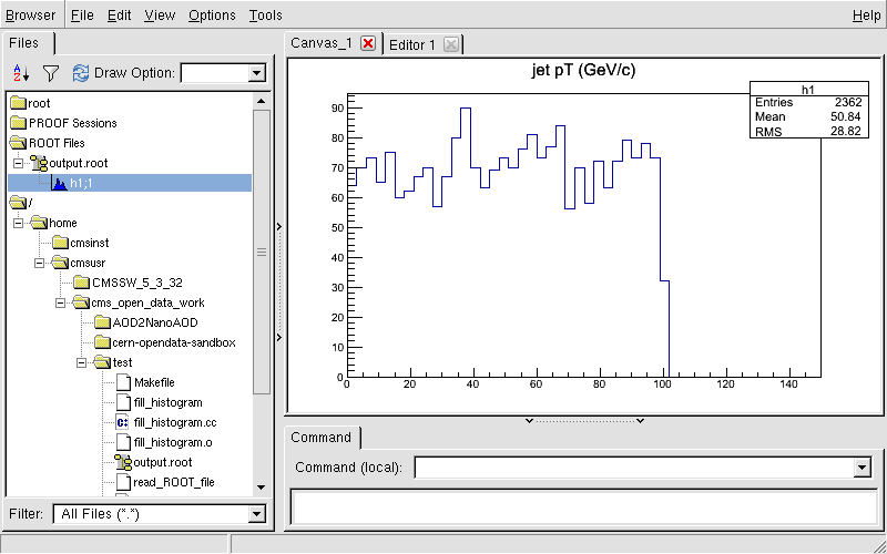Using ROOT with C++ to fill a histogram C++ and ROOT