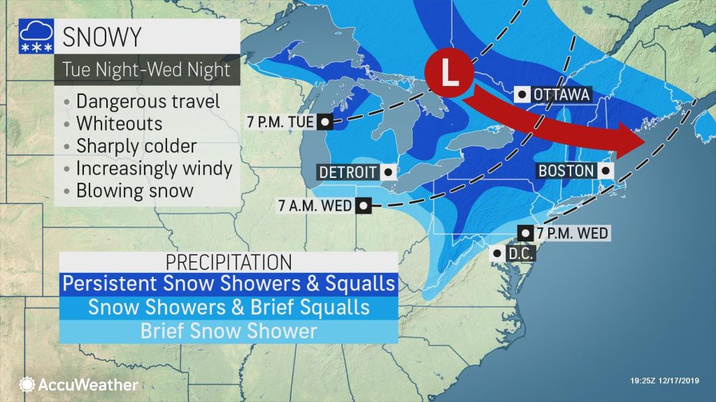 Lakeeffect snow, bitter cold to filter into the Great Lakes at midweek
