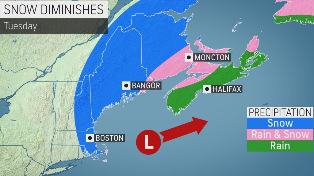 Accumulating snow to continue over Northeast through Monday night