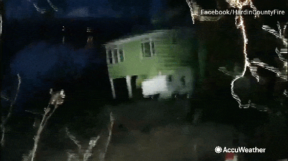Video captures dramatic moment a landslide crumbles a Tennessee home