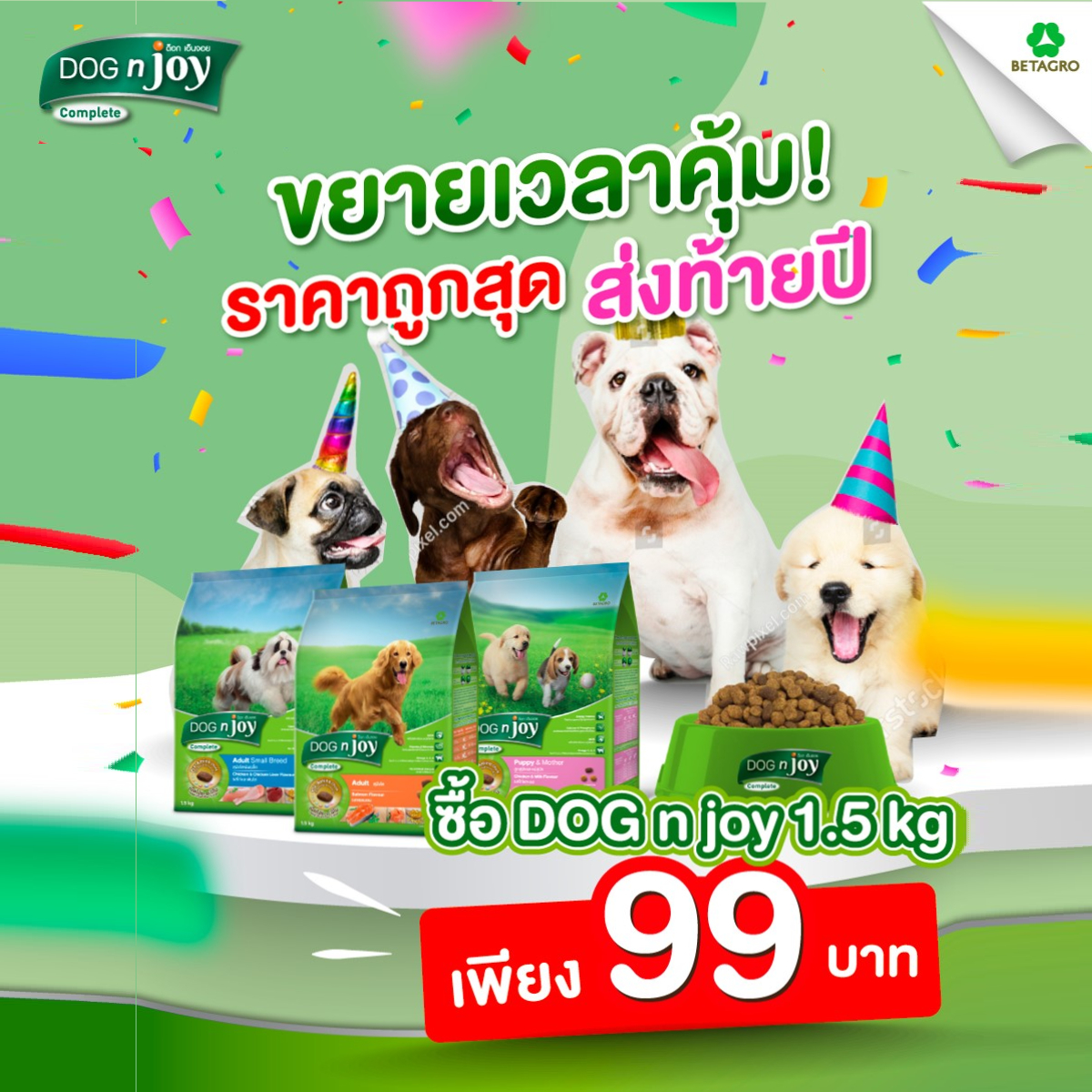 DOG n joy เพียง 99. ขยายเวลา โปรคุ้มส่งท้ายปี Betagro Pet