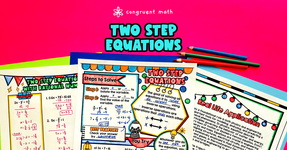 Solving Two Step Equations with Rational Numbers | Congruent Math