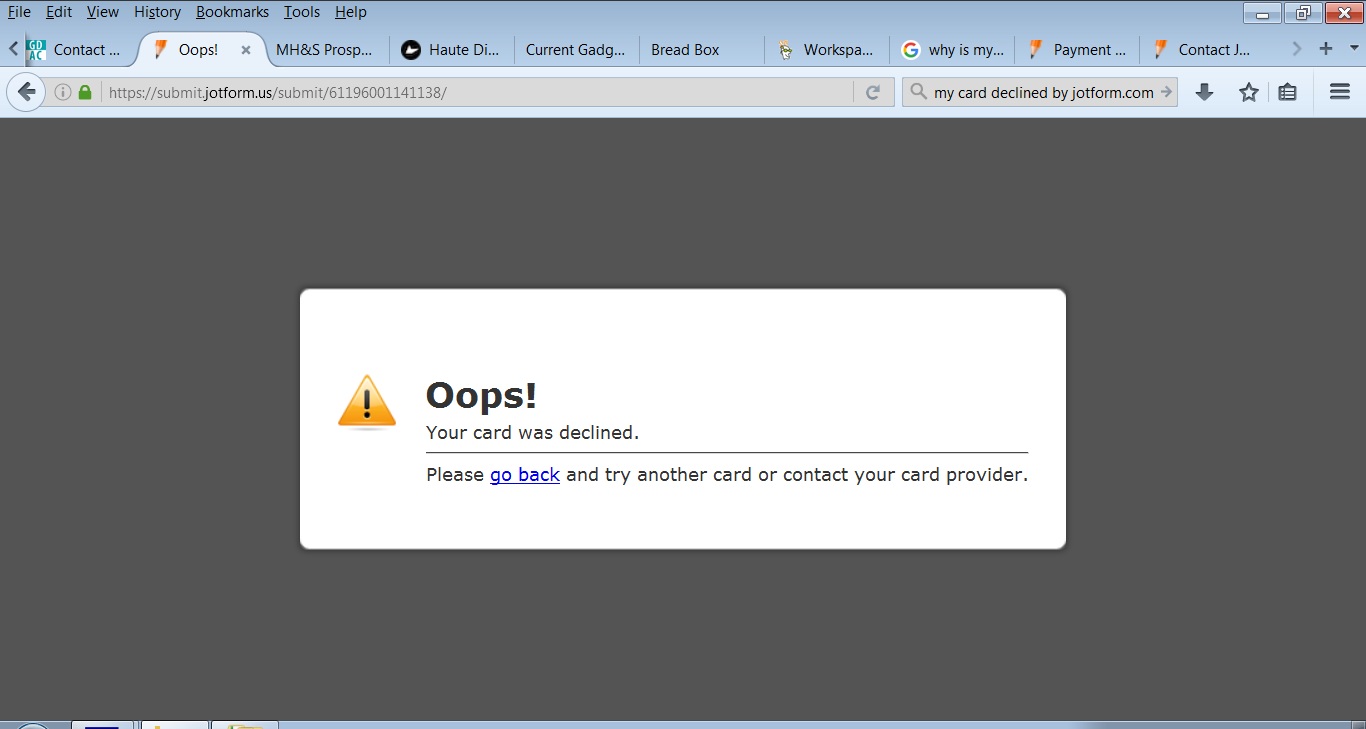 My Credit Card keeps getting declined.