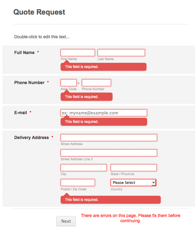 How to remove the red background and the box from the validation error
