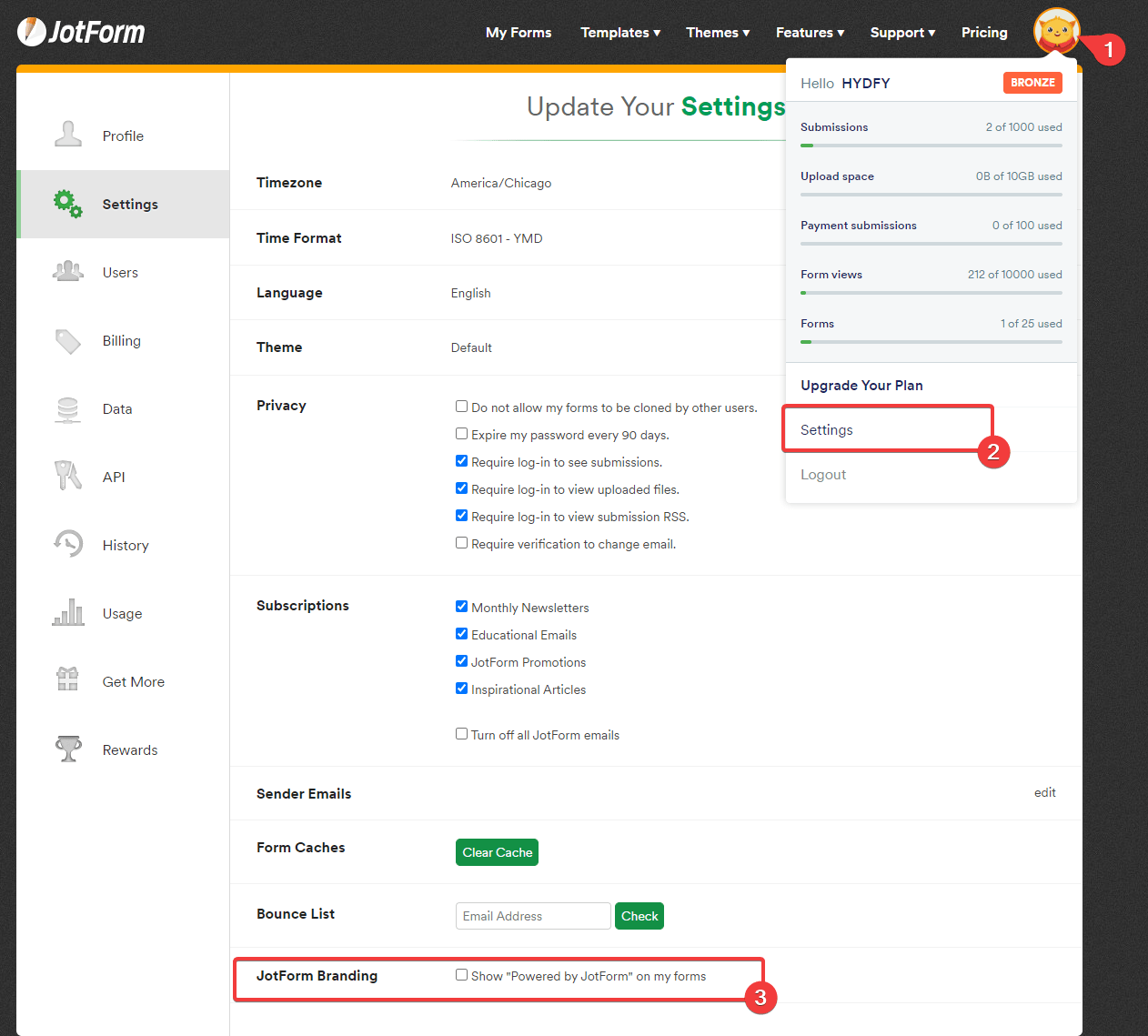 How do I remove powered by jotform?