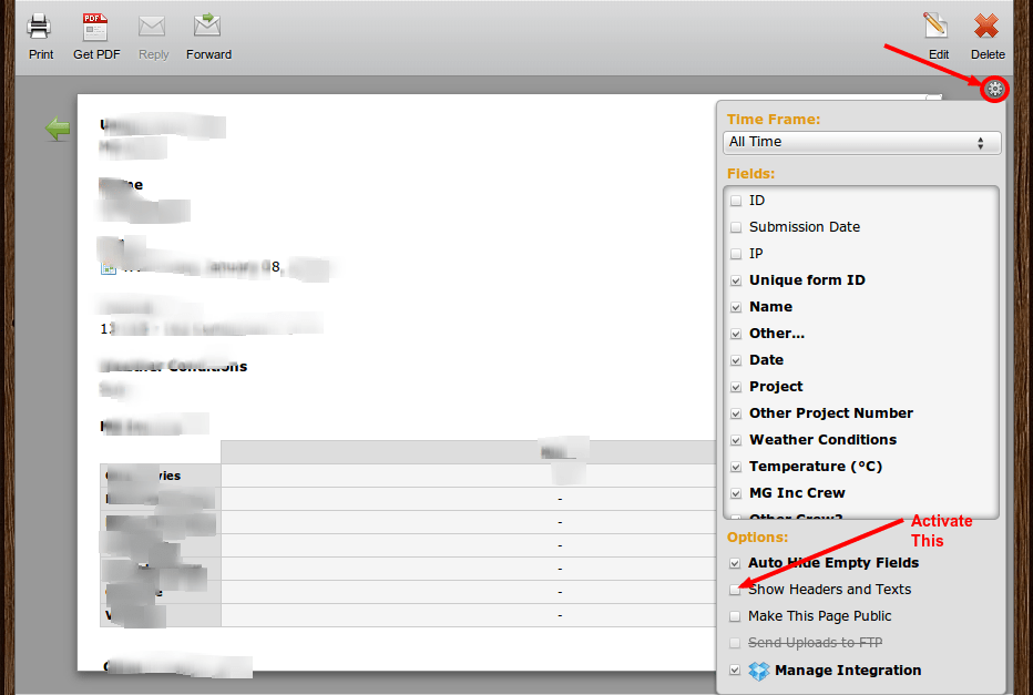 How can I change the format of the PDF format when our form is filled