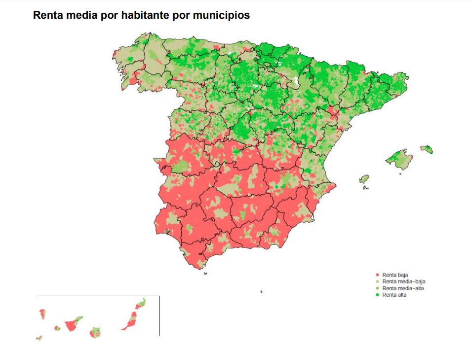 ¿Sabe en qué ciudades y pueblos de España están las rentas más altas y