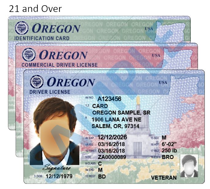 Oregon Department of Transportation Sample Oregon Driver Licenses and