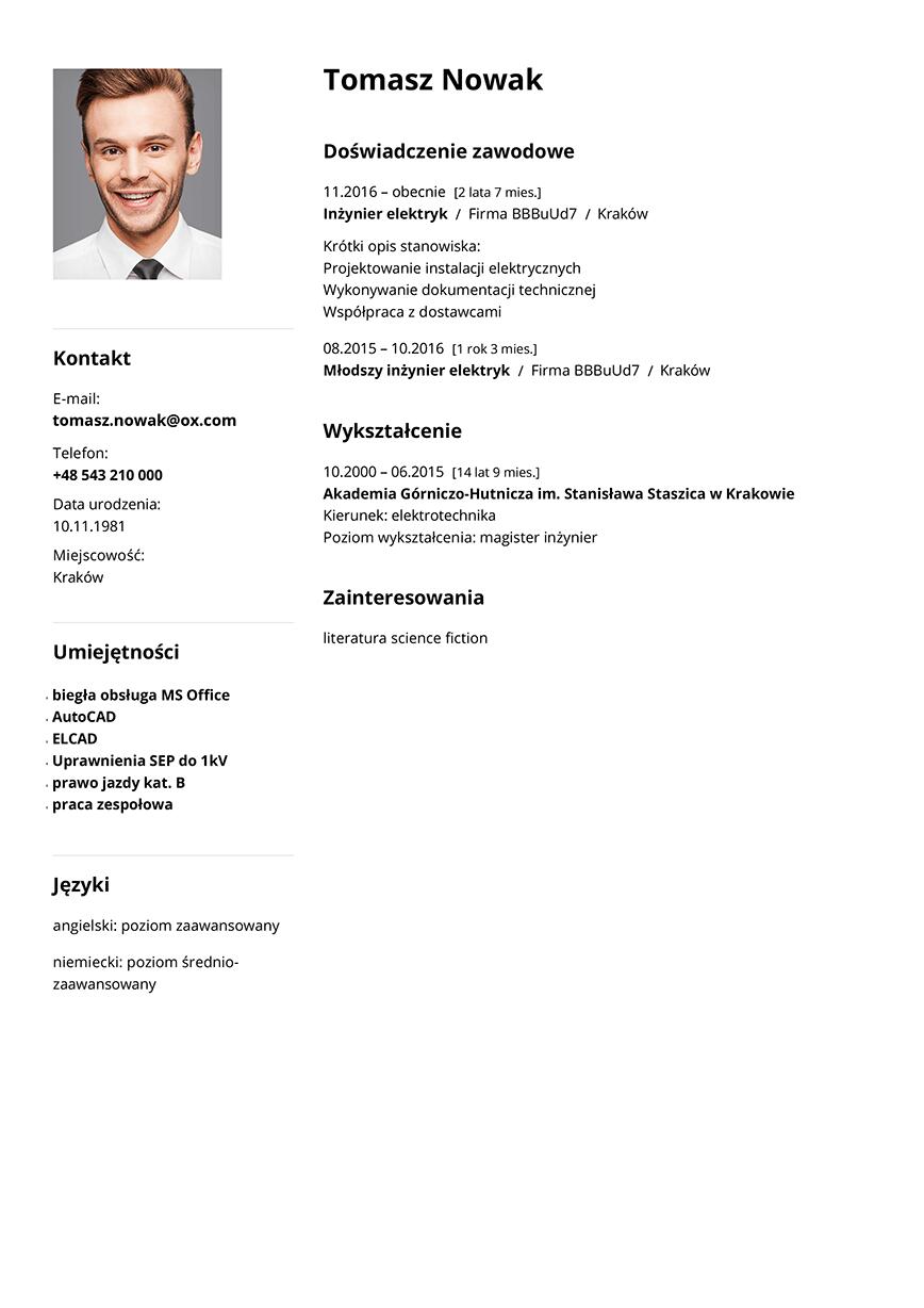 Cv Wzor