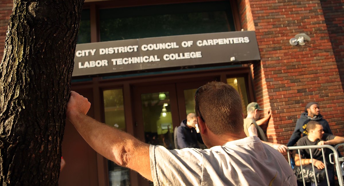 Photos Union Hopefuls Outside NYC's Brotherhood of Carpenters Gothamist