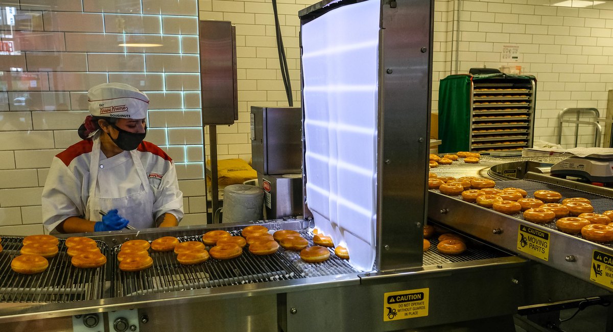 Inside Krispy Kreme's Glaze Waterfall Wonderland In Times Square