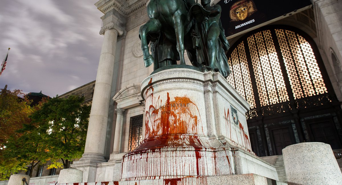 Web a problematic statue of theodore roosevelt outside the american museum of natural history in new york city that has been criticized for symbolizing. UPDATE Teddy Roosevelt Statue At American Museum Of Natural History