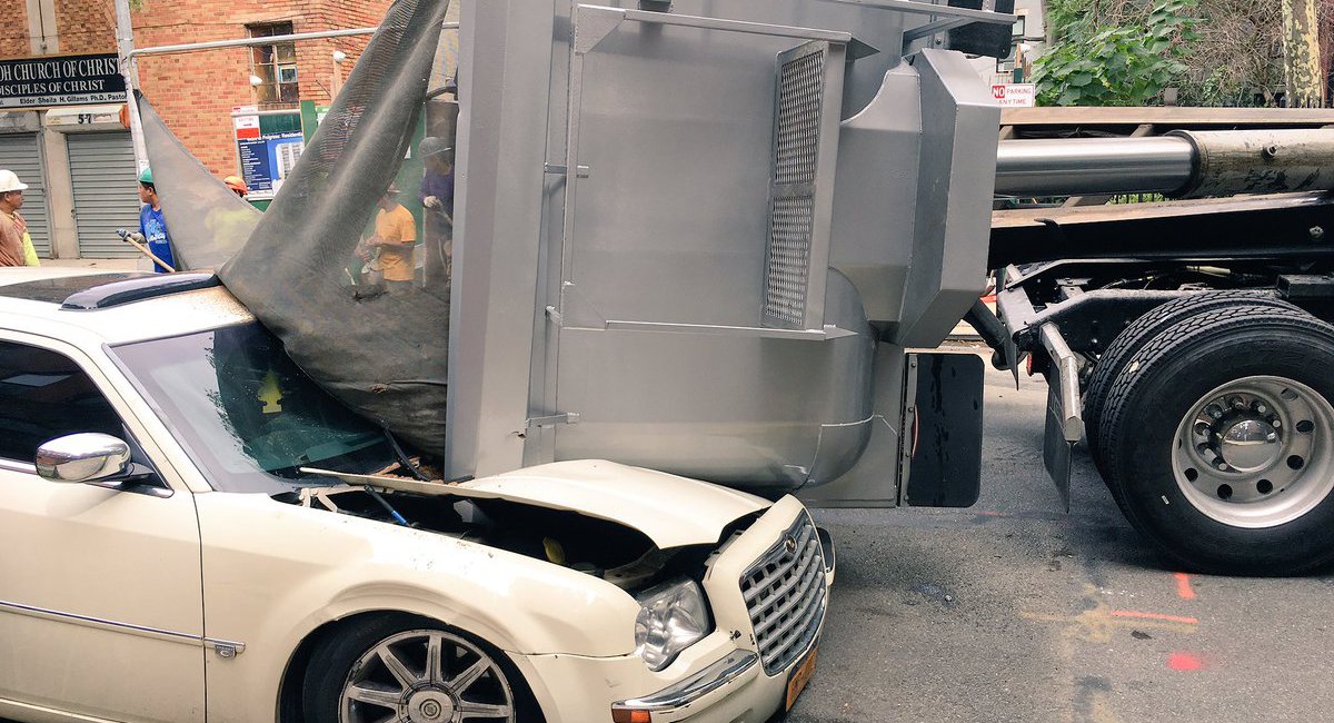 Tractor Trailer Crushes Car With Man Reportedly Inside; No Injuries Gothamist