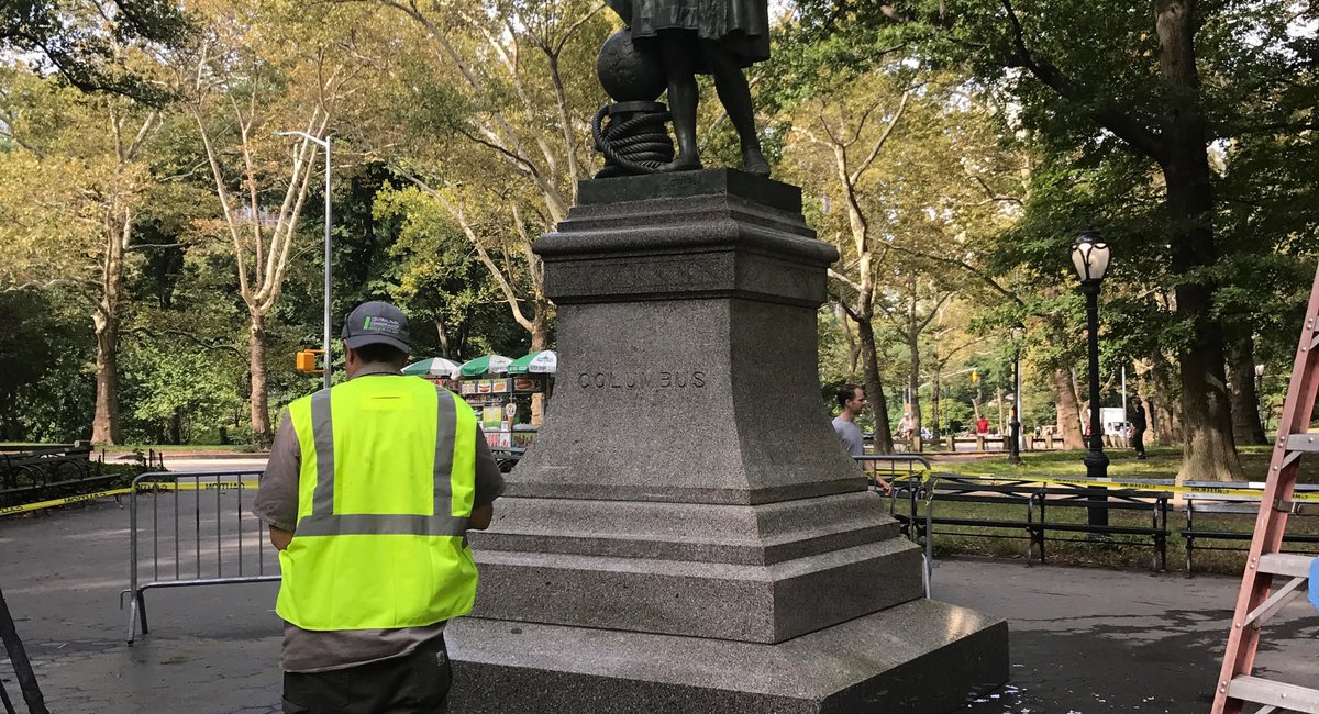 Christopher Columbus Statue In Central Park Vandalized With 'Bloody
