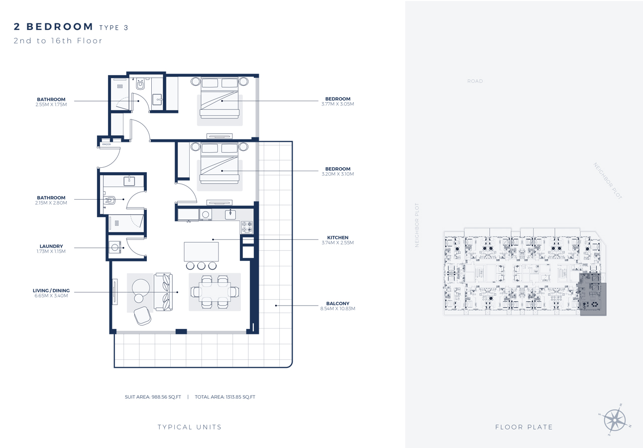 Creek Views 3 Apartments in Dubai Healthcare City Floor Plan