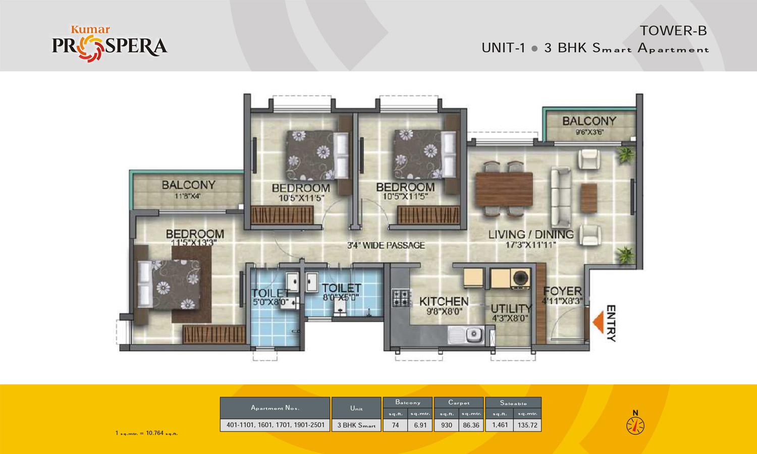 Kumar Prospera Apartments, Hennur Rd, Bangalore Floor Plan