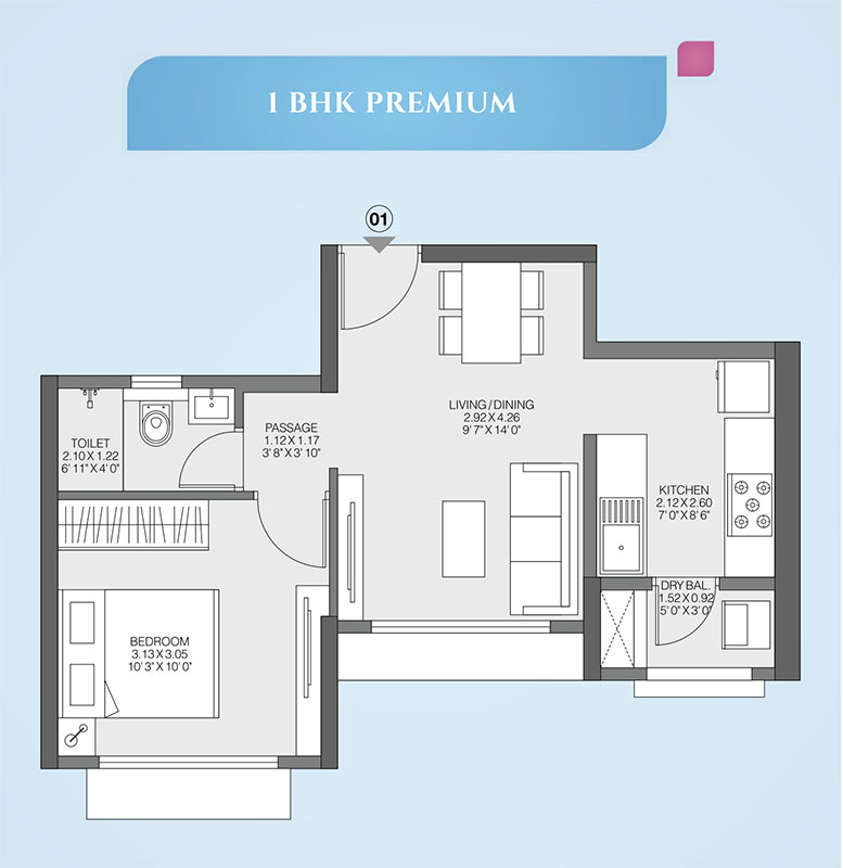 1 BHK Premium