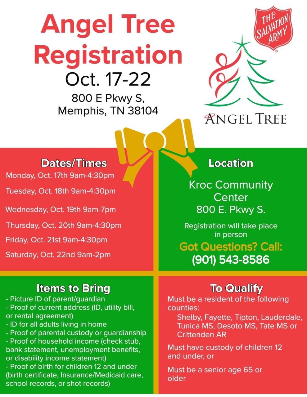 Angel Tree by The Salvation Army October 17 to 22 Crestview Middle School