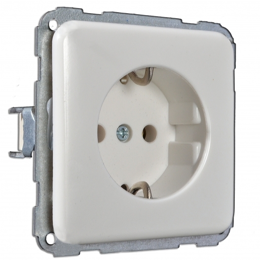 Socket with earthing contact,2pole + PE,White.