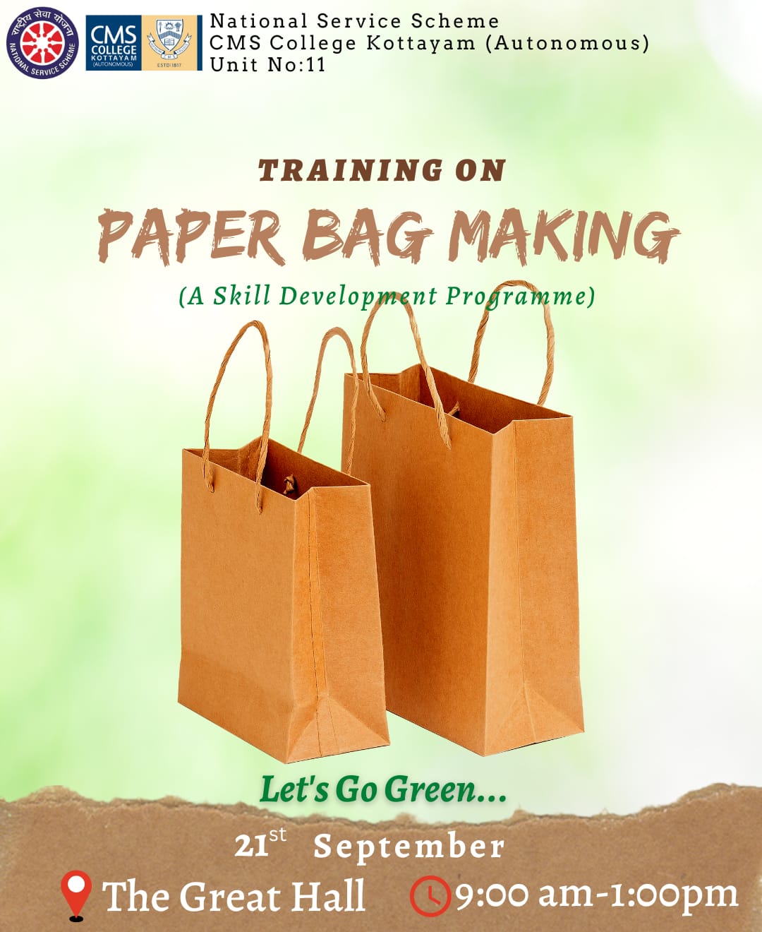 Training on Paper Bag Making CMS College Kottayam