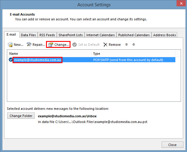 Change SMTP Server Outlook 2013 & 2016 (Simplified)
