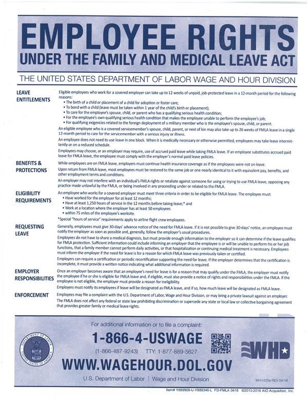 Employee Rights under the Family and Medical Leave Act Wirt County Schools