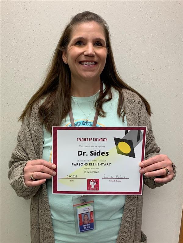 Teachers of the Month Parsons Elementary School