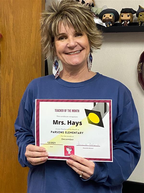 Teachers of the Month Parsons Elementary School