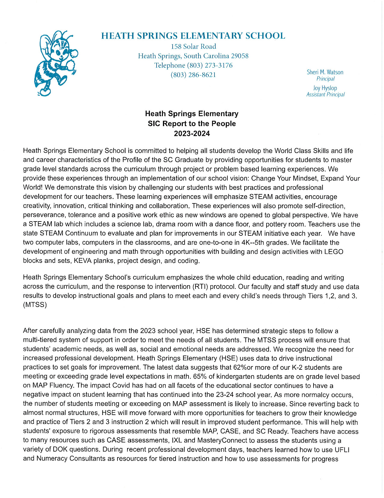 SIC Information Heath Springs Elementary