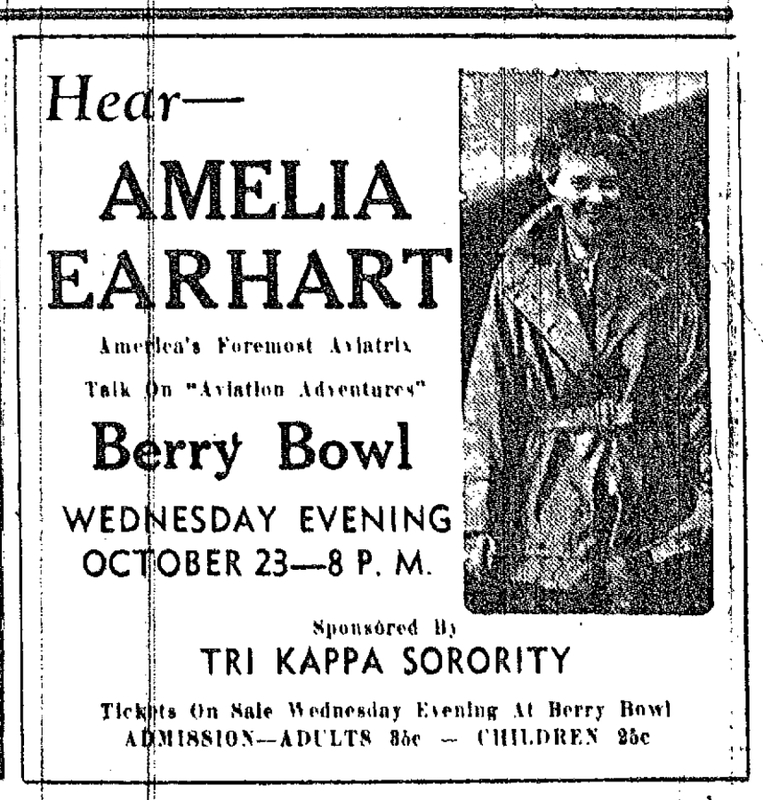 1935 Amelia Earhart Speaks in the Berry Bowl LOGANSPORT HIGH SCHOOL